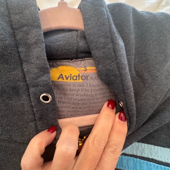 Aviator Nation Gray 5 stripe hoodie - Picture 3 of 5